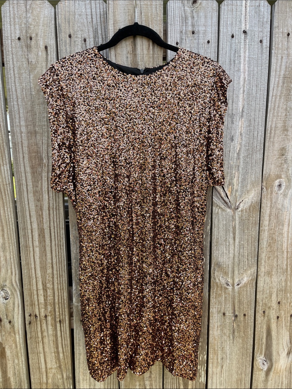 Sequin Shift Dress in Bronze